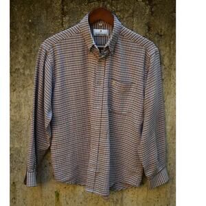 Vintage Montagut Paris Burgundy & Black Plaid Button-Down Shirt – Size 15.5 / 39